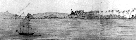 [Sketch of the harbour at Bahia (San Salvador)]
