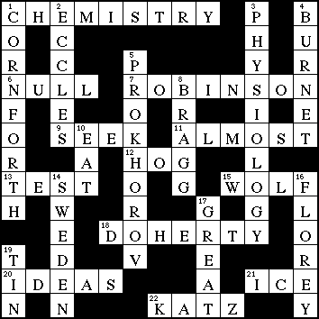 Nobel Prize Crossword